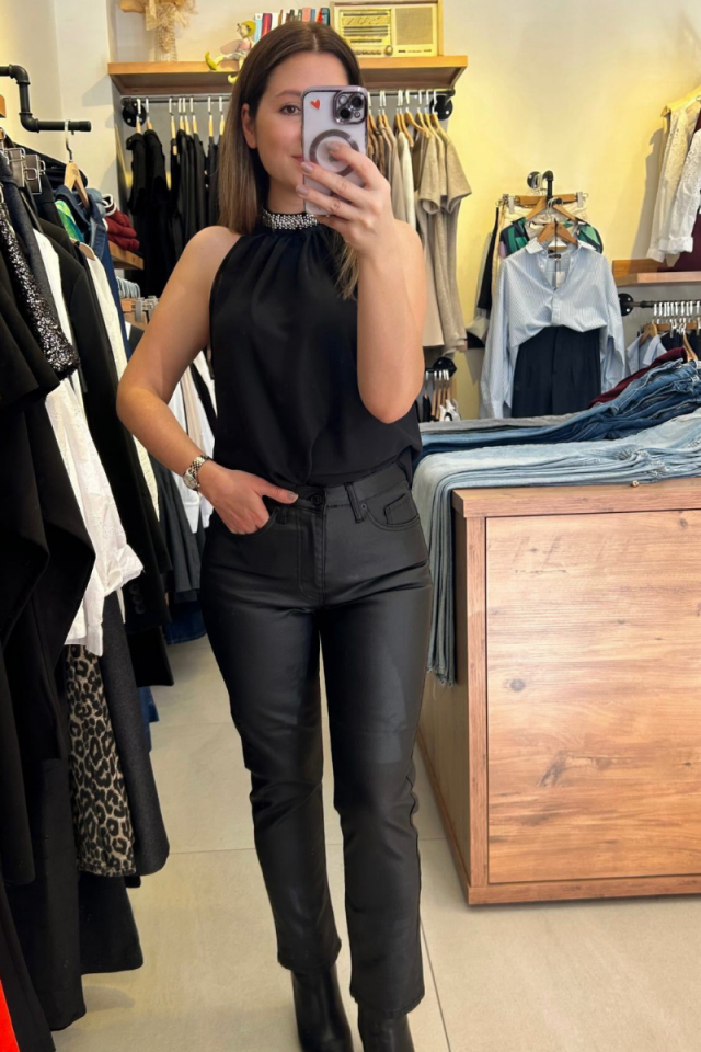 Siyah Mumlu Skinny Pantolon