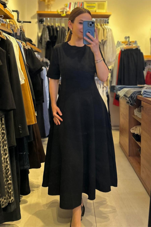Siyah Kloş Midi Boy Elbise