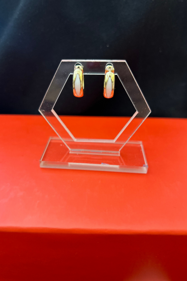 Küçük Boy Halka Küpe Beyaz Taşlı