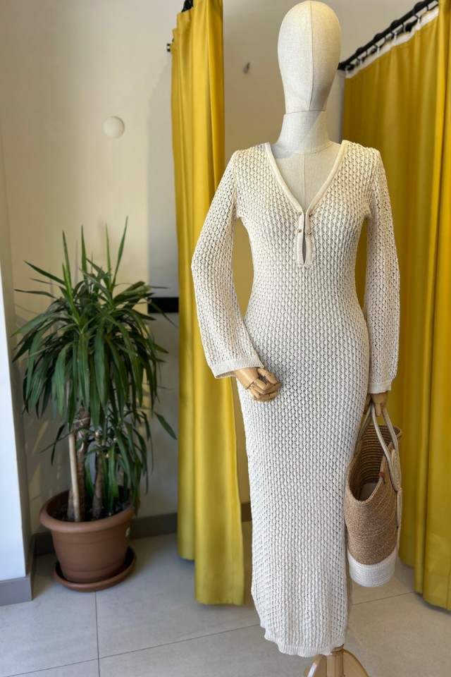 Arkası Açık Ajurlu Plaj Elbisesi