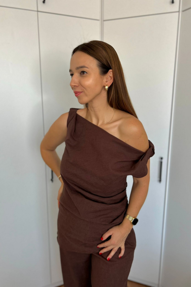 Pantolon Bluz Takım Kahvrengi