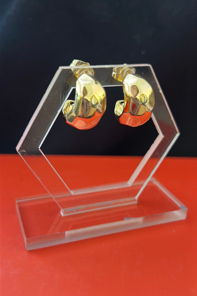 Küçük Boy Kalın Yarım Halka Küpe