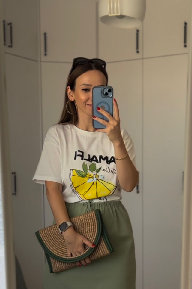 Baskılı Beyaz Tshirt Limoncello
