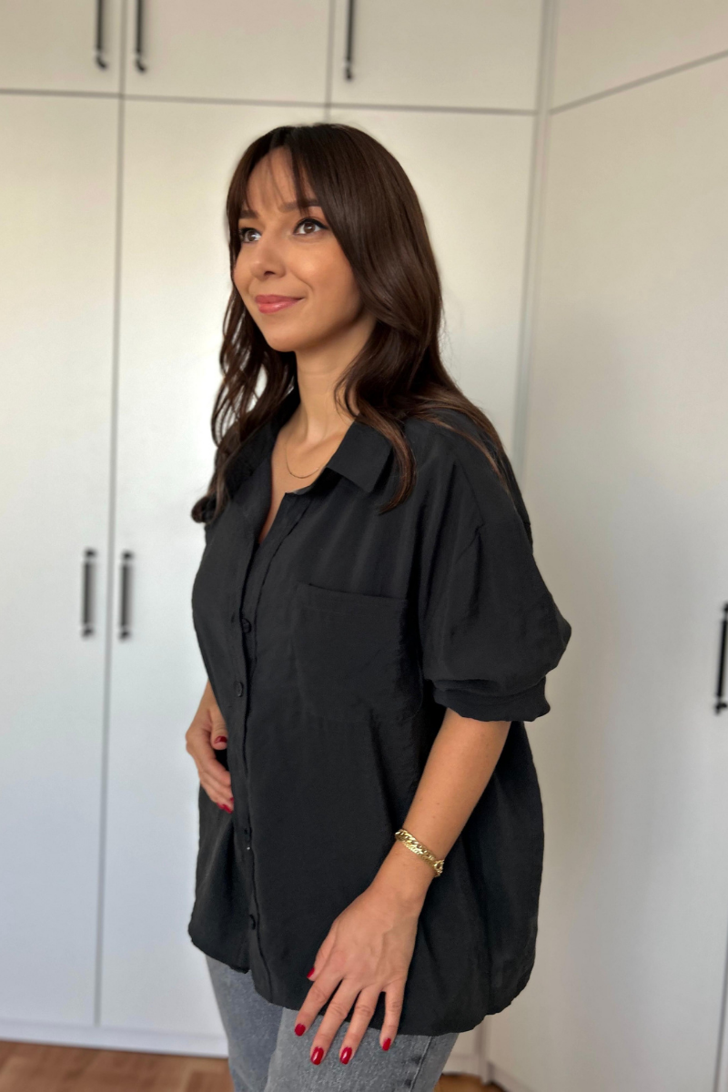 Tensel Kumaş Oversize Antrasit Gömlek