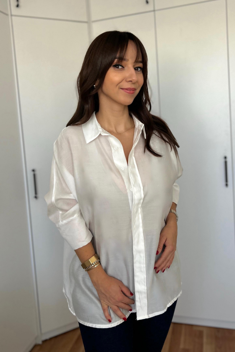 Oversize Kalın Manşetli Dirsek Kol Gömlek