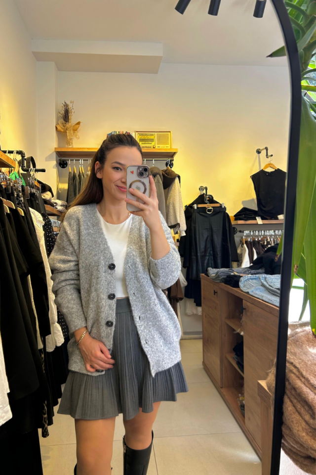 Pilili Mini Etek Gri