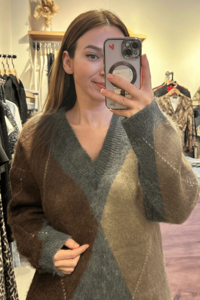 Yün Efektli Oversize Kazak