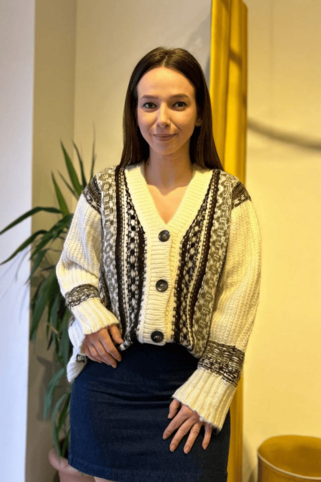 Etnik Desen Oversize Hırka