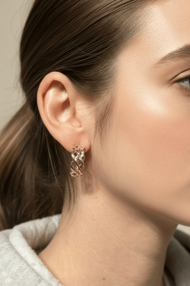 14K Altın Renk Halka Küpe