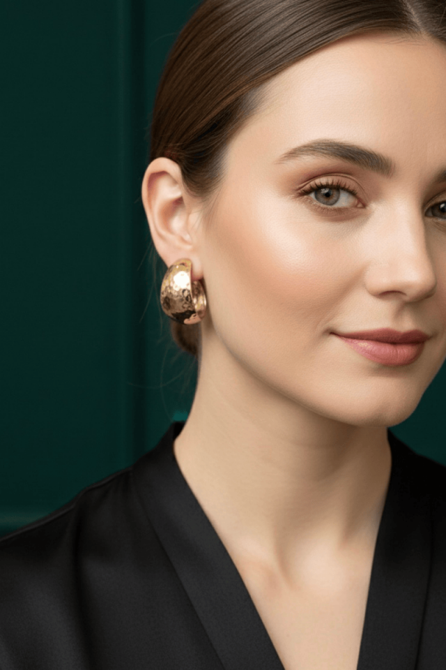 Kalın Kesme Detaylı Halka Küpe