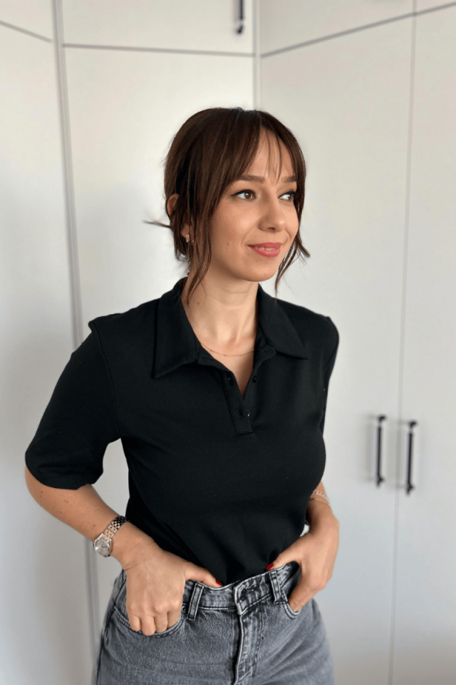 Polo Yaka Siyah Tshirt