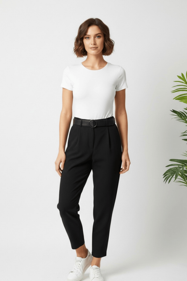 Kemerli Siyah Havuç Pantolon